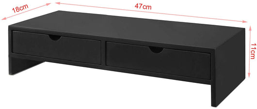 VIKUS Black Monitor Stand Desk Organizer with 2 Drawers