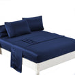 DreamZ Silky Satin Sheets Fitted Bed Sheet Pillowcases Summer King Single Blue