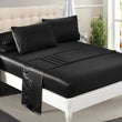 DreamZ Silky Satin Sheets Fitted Flat Bed Sheet Pillowcases Summer Single Black