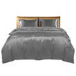 DreamZ Silky Satin Quilt Cover Set Bedspread Pillowcases Summer King Single Grey