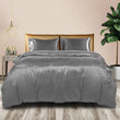 DreamZ Silky Satin Quilt Cover Set Bedspread Pillowcases Summer King Single Grey