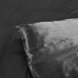 DreamZ Silky Satin Quilt Cover Set Bedspread Pillowcases Summer Queen Grey