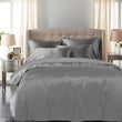 DreamZ Silky Satin Quilt Cover Set Bedspread Pillowcases Summer Queen Grey