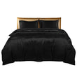 DreamZ Silky Satin Quilt Cover Set Bedspread Pillowcases Summer Single Black