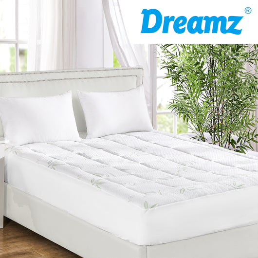 Dreamz Bamboo Pillowtop Mattress Topper Protector Waterproof Cool Cover Single