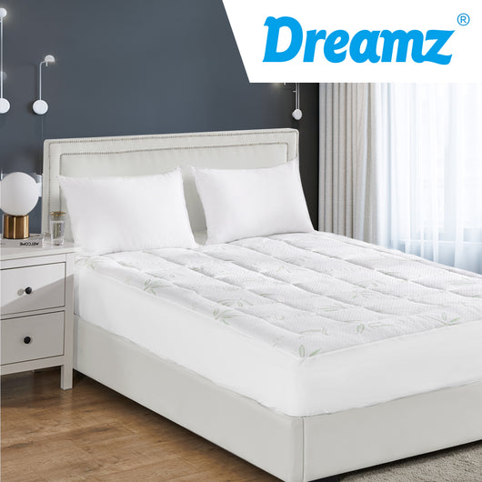 Dreamz Bamboo Pillowtop Mattress Topper Protector Waterproof Cool Cover Single