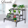 Levede Plant Stand 3 Tier Rectangle Metal Flower Pot Planter Corner Shelf Black