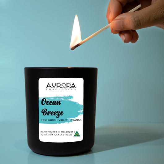 Aurora Ocean Breeze Scented Soy Candle Australian Made 300g