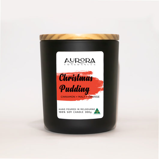 Aurora Christmas Pudding Scented Soy Candle Australian Made 300g