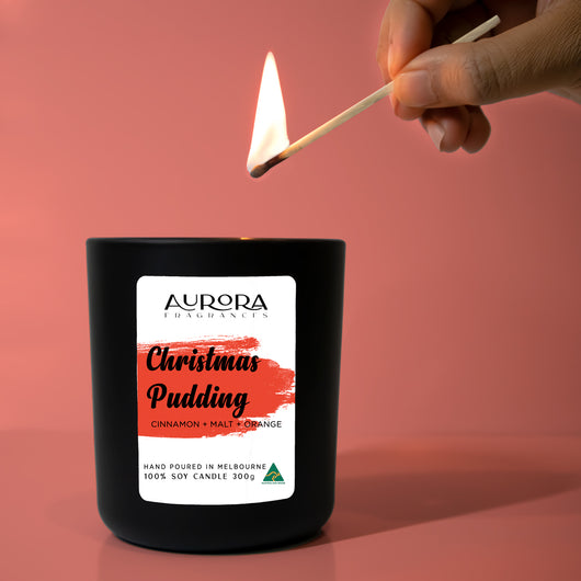 Aurora Christmas Pudding Scented Soy Candle Australian Made 300g