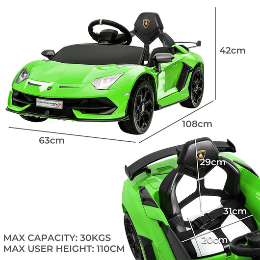 Kids Ride On Car Lamborghini SVJ Licensed Electric Dual Motor Toy Remote Control