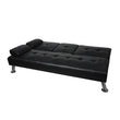 Adjustable Sofa Bed Lounge Futon Couch Leather Beds 3 Seater Cup Holder Recliner Black